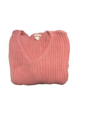 H&M Pink Rib Knit V-Neck Sweater Flowy Design